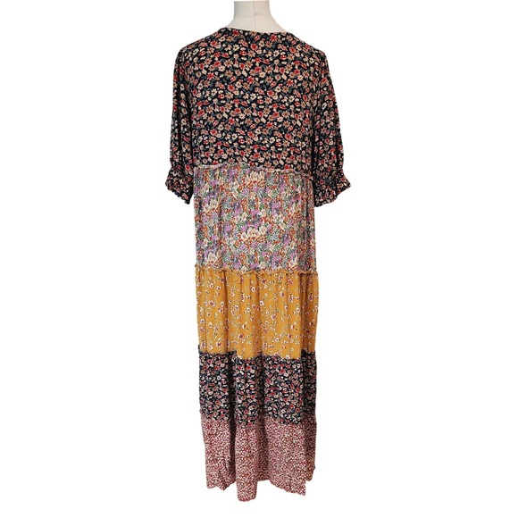 Natural‎ Life Floral Tiered Maxi Dress Cottagecore Bohemian Boho Casual Women - Picture 6 of 8